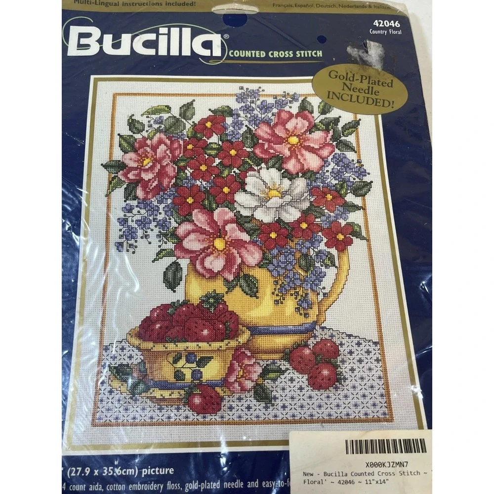 Bucilla Counted Cross Stitch Kit 42046 Country Floral Joan Elliott 11x14